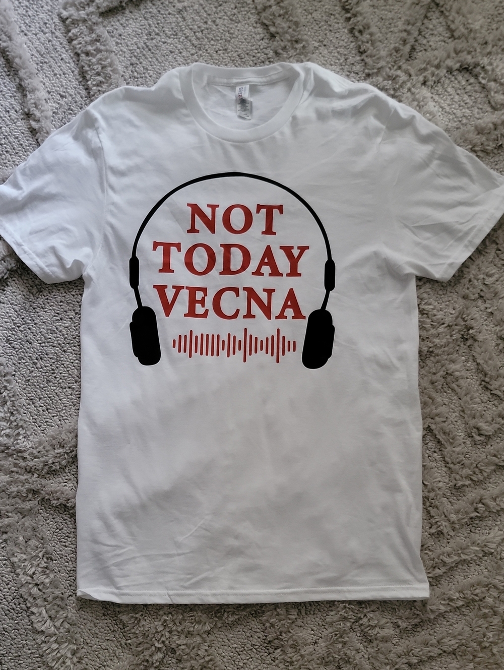 Stranger Things Not Today Vecna Headphones Graphic Tee - White, Adult S